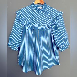 Vintage California Connection Blue/White Striped Top Sz XL/XXL (Sz 42 Vintage)